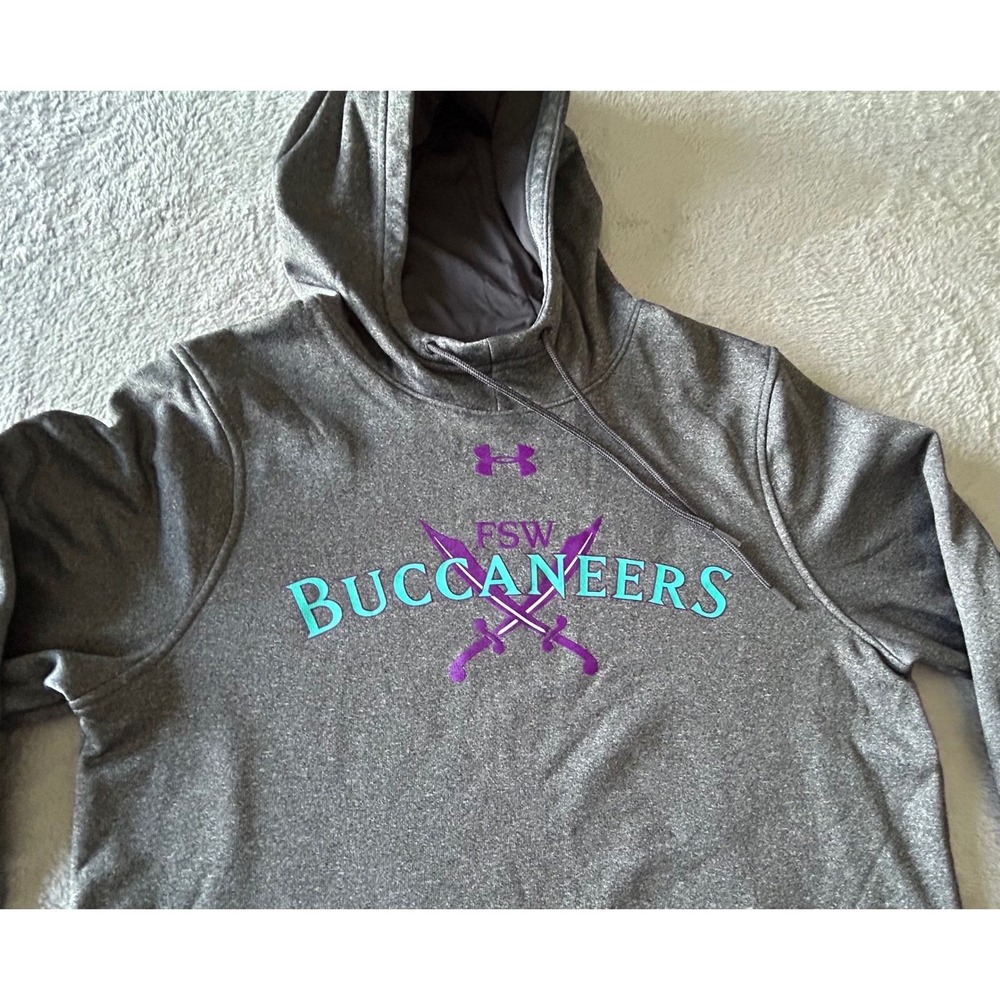 Under Armour Mens FSW Buccaneers ColdGear Hoodie Grey Small S College School - Picture 3 of 10